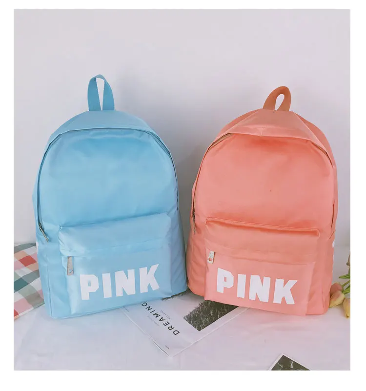 Модный женский рюкзак, розовая сумка, одноцветные нейлоновые рюкзаки с буквенным принтом, модные повседневные мужские и женские студенческие сумки, большая дорожная школьная сумка