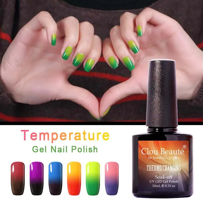 

On Sale Tempareture Change 24 Colors 10ml Clou Beaute Gel Polish Choose Any 1 Color Soak Off UV Color Nail Gel Colors For Nail