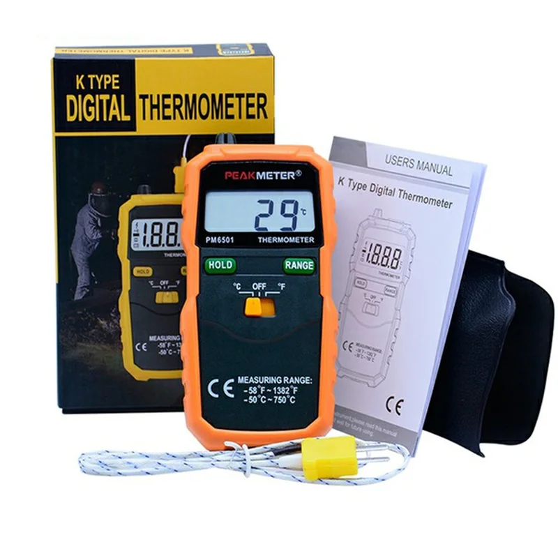 

PM6501 Professional LCD Display Wireless K Type Digital Thermometer Temperature Meter Thermocouple W/Data Hold/Logging Detector