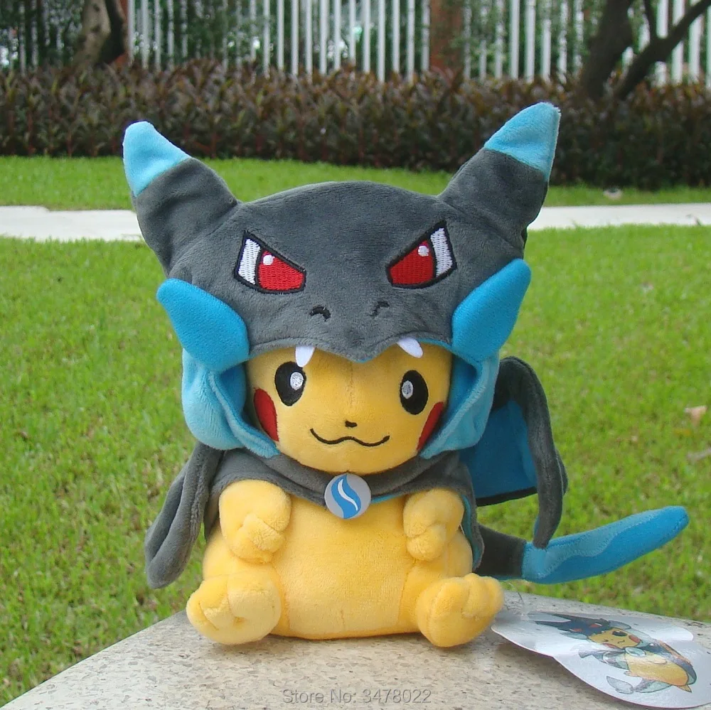 thumbnail image 1 of 4 Styles Cosplay Pokemon Plush Mega Shiny Charizard XY Pikachu Cloak Stuffed Toy Cartoon Soft Doll, 1 of 5