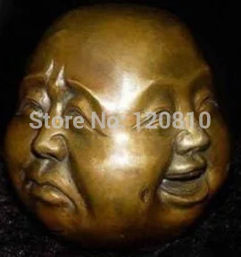 

Collection Tibet Carved 4 face copper Buddha head statue