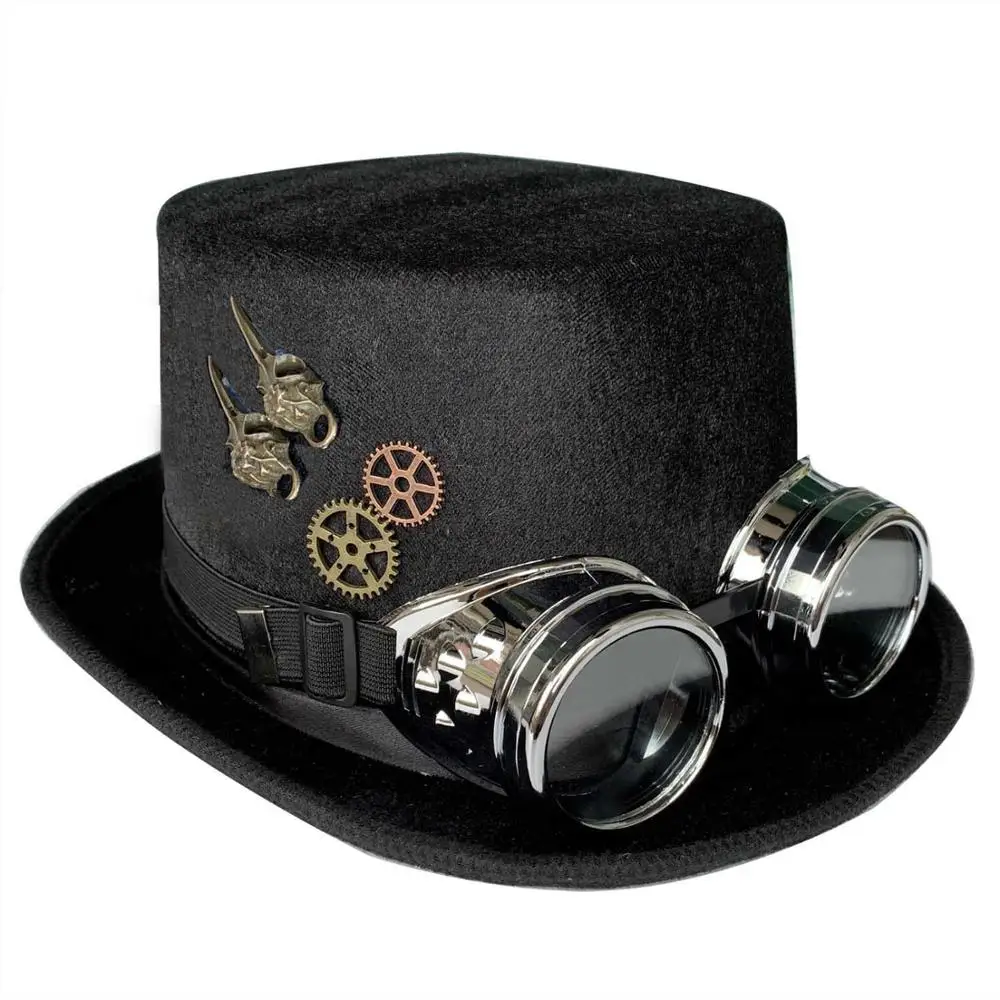 Victorian Steampunk Top Hat Goggles Industrial Gears Bullet Costume 3 style - Цвет: C