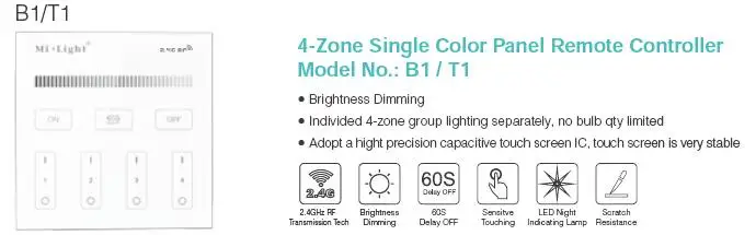 DC3V milight B1 B2 B3 b4 touch Панель настенный контроллер 2.4 г Беспроводной LED Панель пульта дистанционного управления