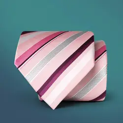Новый формальные связи для Для мужчин Классические розового и фиолетового цветов в полоску вечерние молния галстук мода Slim 8 см свадебные