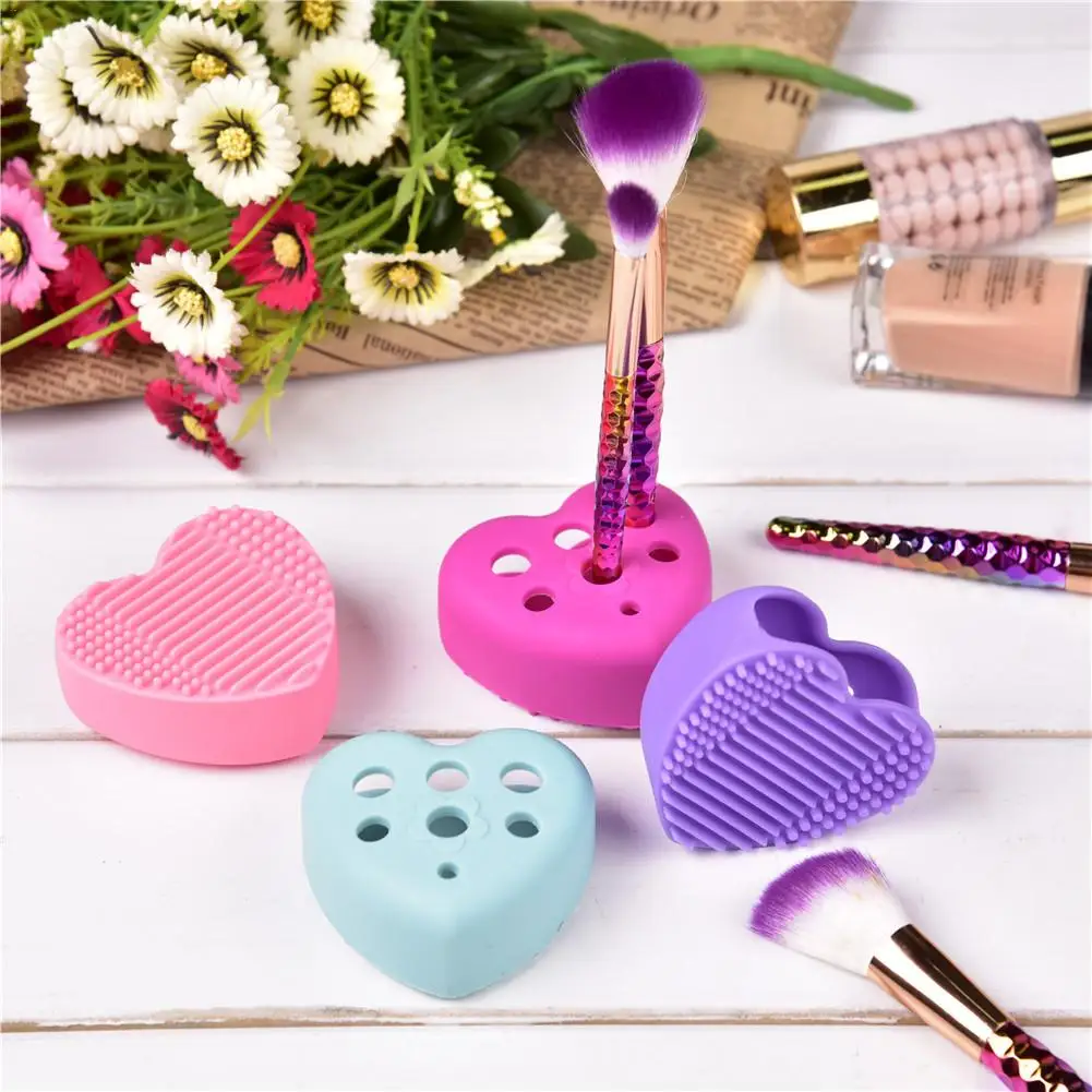 2Pcs Silicone Makeup Brush Cleaner Colorful Two Side Cleaning Pad