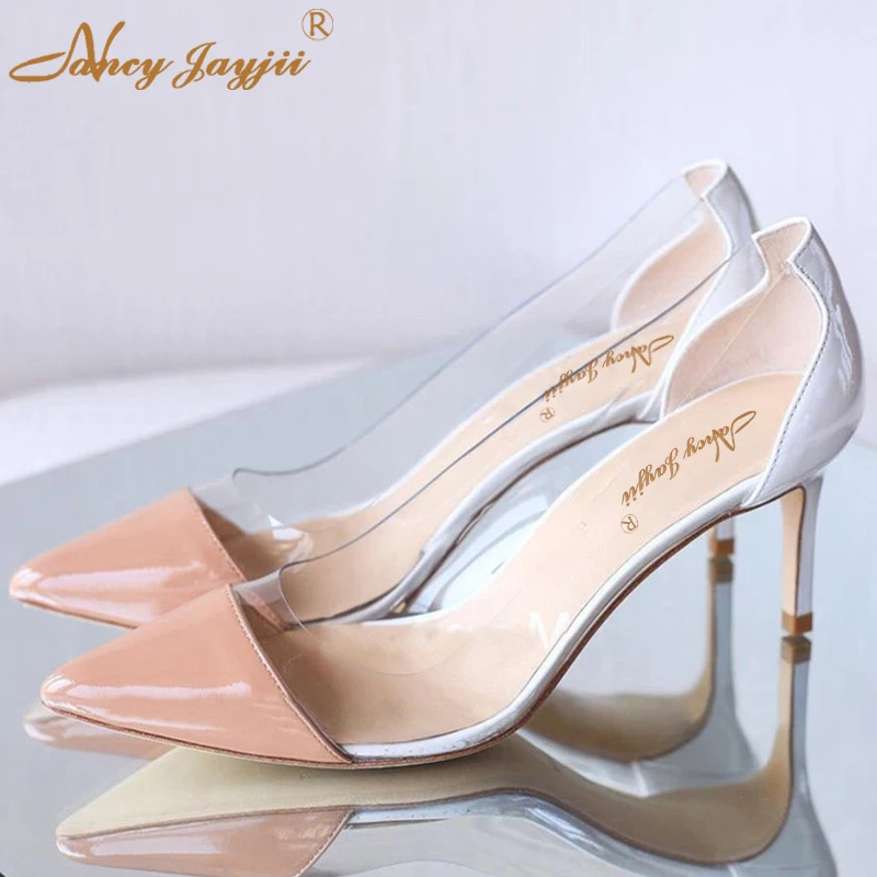 glass high heels shoes