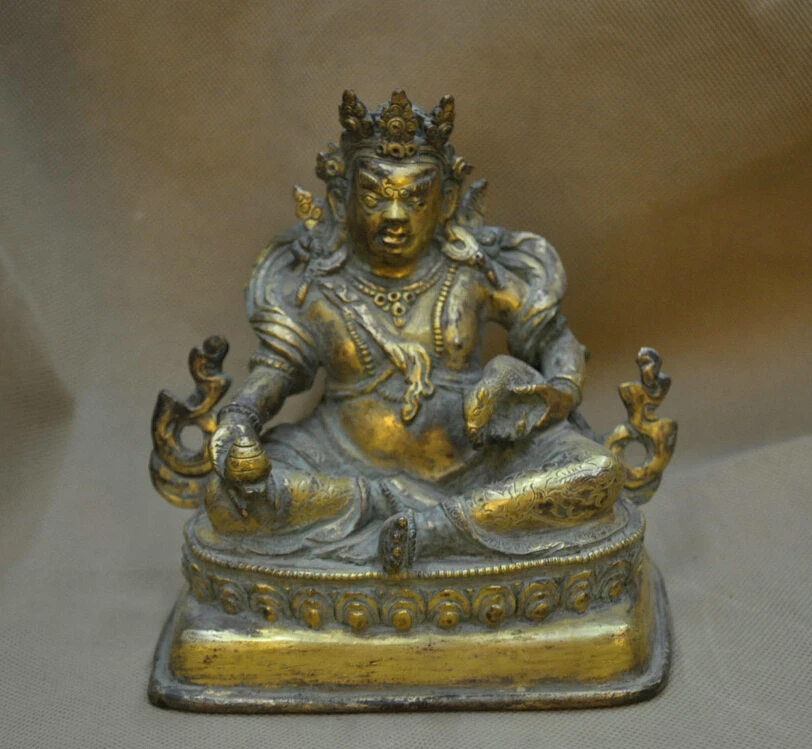 

Nepal Tibet Tantra Gold Yellow Jambhala Buddha Bronze Statue decoration bronze factory outlets