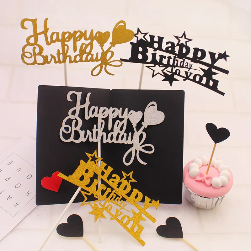 Heart Balloon Happy Birthday Cake Topper Happy Birthday To You Cake Flag Party Cake Baking Decoration Birthday Cake Flags