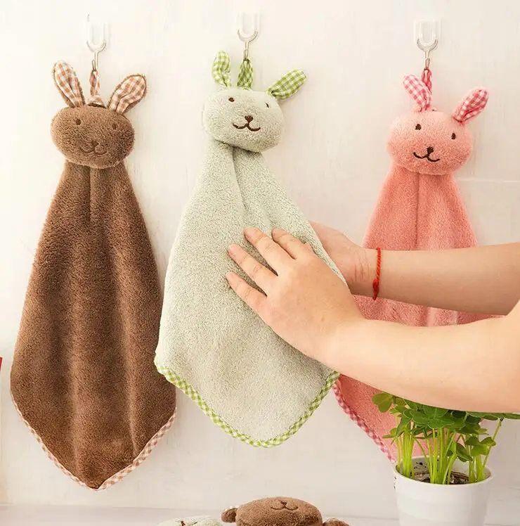 

Rabbit Cartoon Hand Dry Towel For Children Cute Design Microfiber Quick Absorbent Water Bathroom Wash Use