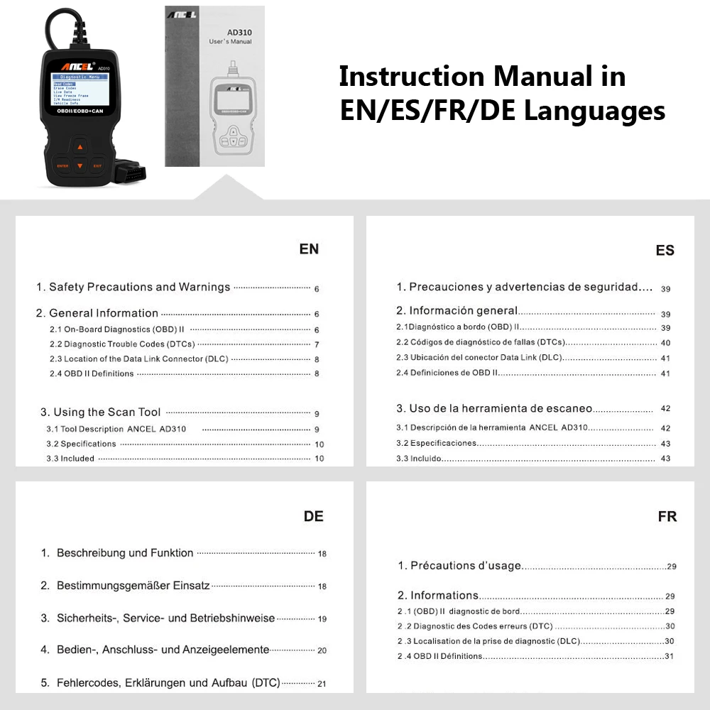 Ad310 obd2 автомобильный сканер инструкция