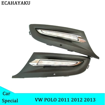 

ECAHAYAKU 1Set LED DRL Daytime Running Light LED headlight car styling 12v ABS Fog Lamp Cover For Volkswagen Polo 2011 2012 2013