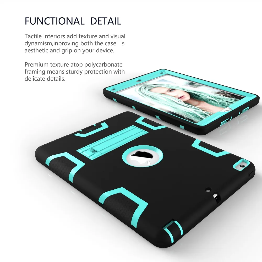  2018 Silica gel+PC Armor Shockproof Cases Cover For 2017 2018 Apple New iPad 9.7 inch Heavy Duty Ha