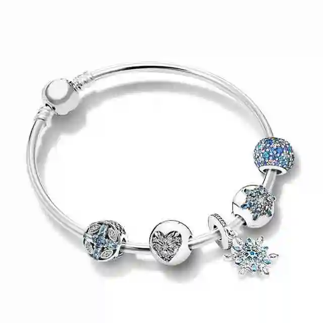 

SIEMTO 100% 925 Sterling Silver New 1:1 Ice Crystal Snowflake Condensed Cream Bracelet Set Charming Fashion Elegant Jewelry Gift