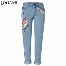 LOGAMI джинсы с вышивкой для женщин весна осень женские джинсовые брюки джинсовые женские