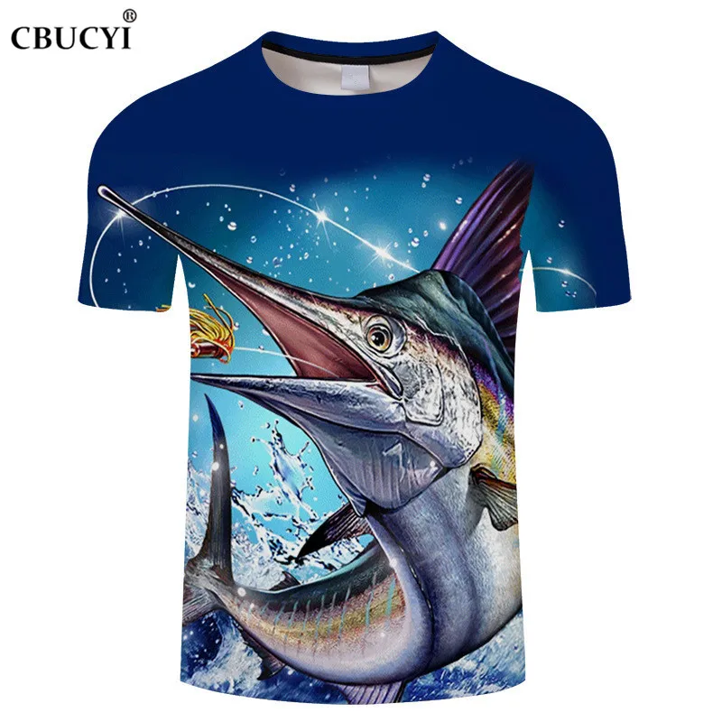 

Beach fish funny t shirts 2018 fashion Harajuku men's round neck 3D clothes, hip hop tshirt men oversized t shirt 6XL CBUCYI