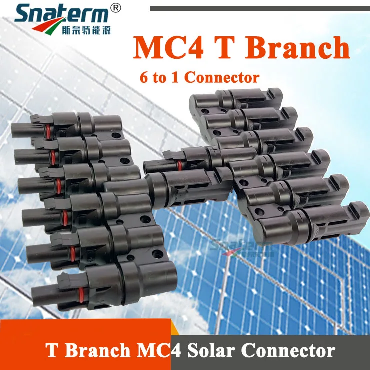 1 пара MC4 Т-филиал 1 до 6 солнечной разъем MC4 6 до 1 филиал MC4 PV разъем MC4 6 до 1 т филиал Солнечной PV разъем мужской и женский