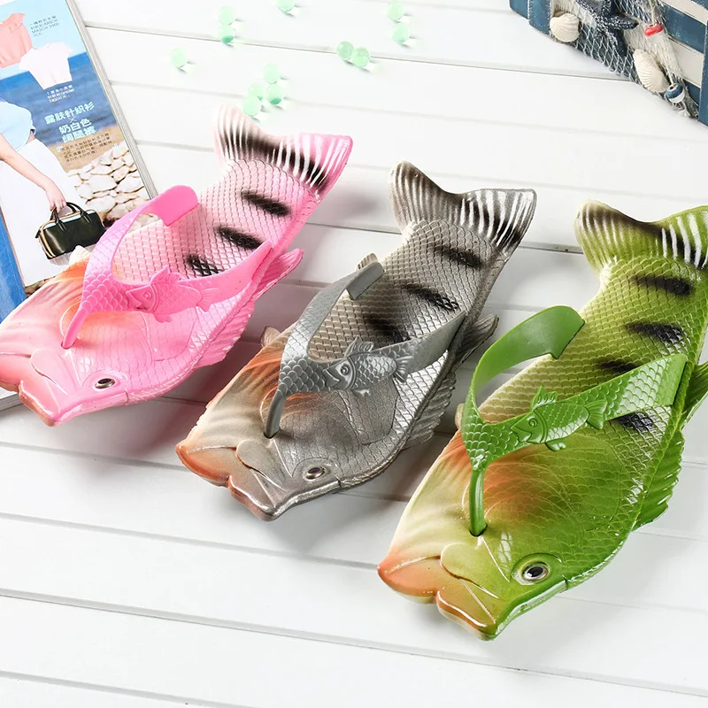 Шлепанцы с рыбками Женские Летние вьетнамки Новинка 2018 года Пляжные