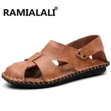 Брендовые мужские сандалии из натуральной кожи; новые летние мужские пляжные сандалии; модные повседневные мужские кожаные сандалии