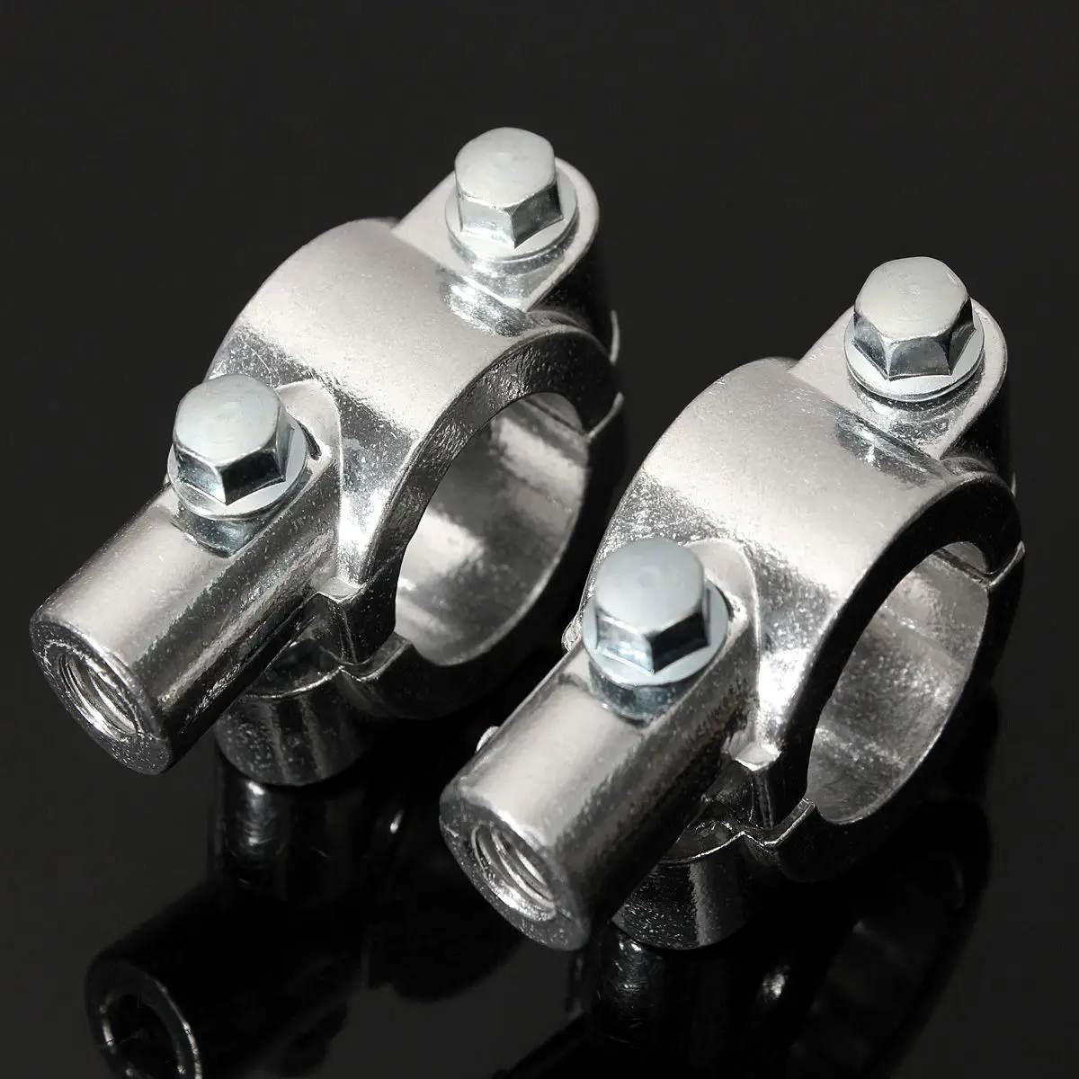 2x Mirror Mount Bracket Clamp For 7/8' (10mm) Handlebar Motorcycle Chrome miroir Espejo backets Motorbike Parts