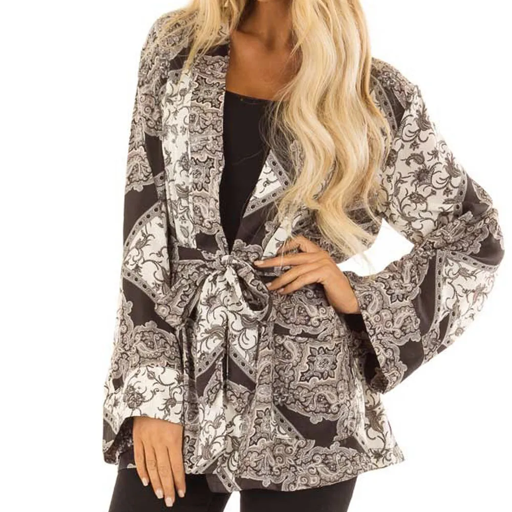

2019 Pluse Size S-L2 Printed Chiffon Bikini Cover Up Women Swimsuit Cardigan Blouse Smock Beach Tunics Kaftan Beach Pareos Shawl