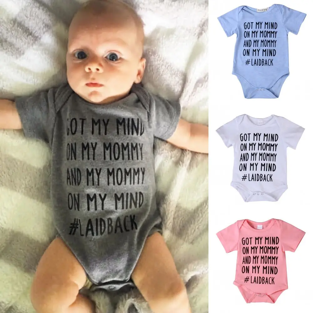

Summer 2017 Newborn Infant Baby Boy Girl Cotton Bodysuit Letter Print Shot Sleeve Jumpsuit Sunsuit Clothes Outfit