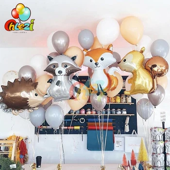 

1 pcs Forest animal Foil Balloons Fox Hedgehog Squirrel Raccoon Birthday Party Decorations helium balloon Baby Shower toys