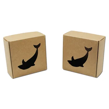 

6.5*6.5*3cm Brown Kraft Paper Dolphin Hollow Out Box For Packaging Party Gift Cake Handmade Soap Snack Bakery Food Free Shipping