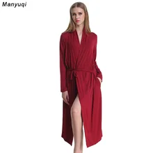 Красный модальный халат для женщин кимоно длинная одежда для отдыха сексуальный купальный халат халаты для женщин