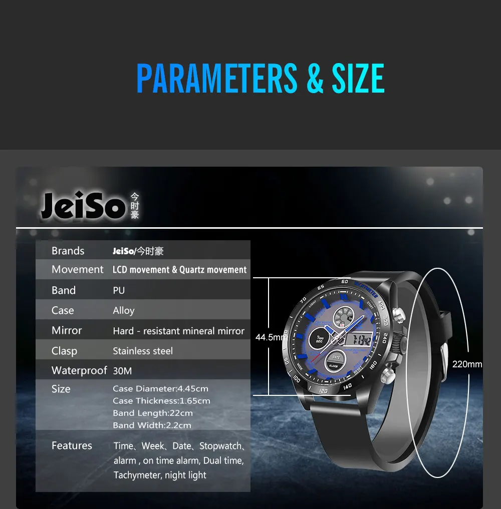Dual Display Sport Watch Men Waterproof PU Leather Quartz Watches Electronic LED Digital Wrist Watches Male      Reloj Deportivo (3)