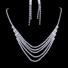 Модные Ювелирные наборы стразов, свадебное многослойное Кристальное ожерелье, серьги для невесты, вечерние аксессуары, Женские Ювелирные изделия