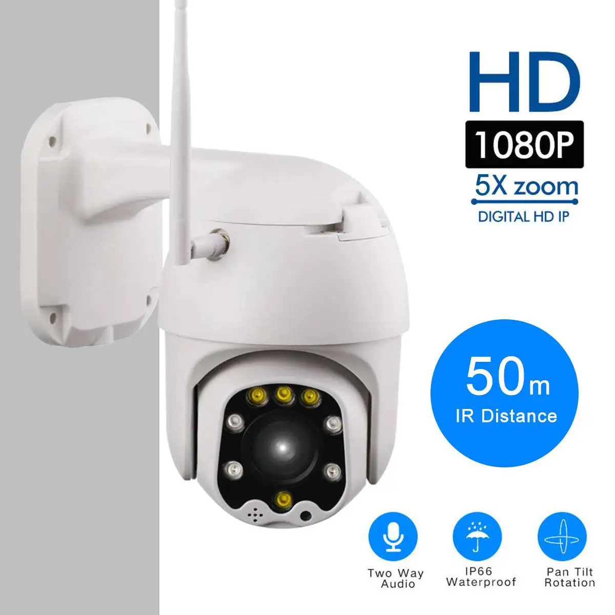 

PTZ IP Camera POE 2MP 5X Zoom Camera 8LED HD 1080p PTZ Outdoor IP Pan Tilt IR Network Security Camera 50M IR Distance IP Camera