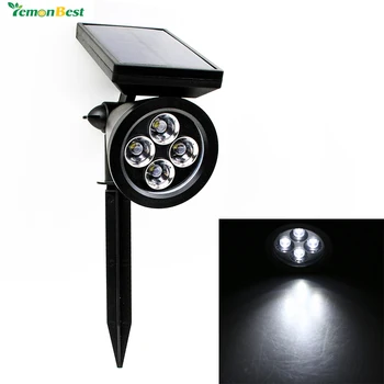 

Lemonbest Waterproof IP65 100LM Solar 4 LED Lawn Light Outdoor Garden Path Lamp Decoratoin with Spike Cool white Lawn lamp