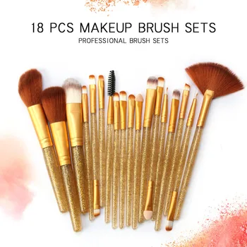 

18pcs Women Transparent Flash Drill Handle Makeup Brush Set Nylon Brush Hair Plastic Handle Cosmetic Tools SK88