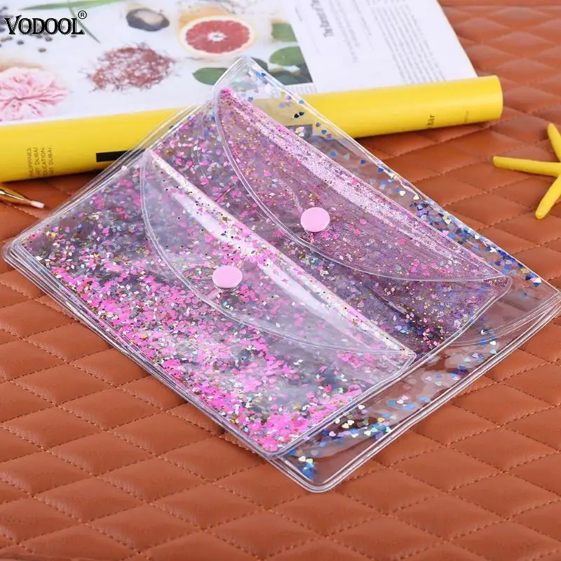 

1pc Transparent PVC Pencilcase Sequins Filing Clear Holder File Bag Waterproof Makeup Bag Storage Handbag School Stationery