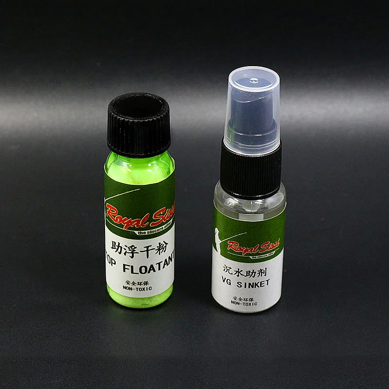 Royal Sissi Floatant Powder&sinket additives combo fly fishing chemical dry fly floating powder 20ml&wet sinking liquid 20ml fishing tackle fly fishing chemical fly fishing floatant