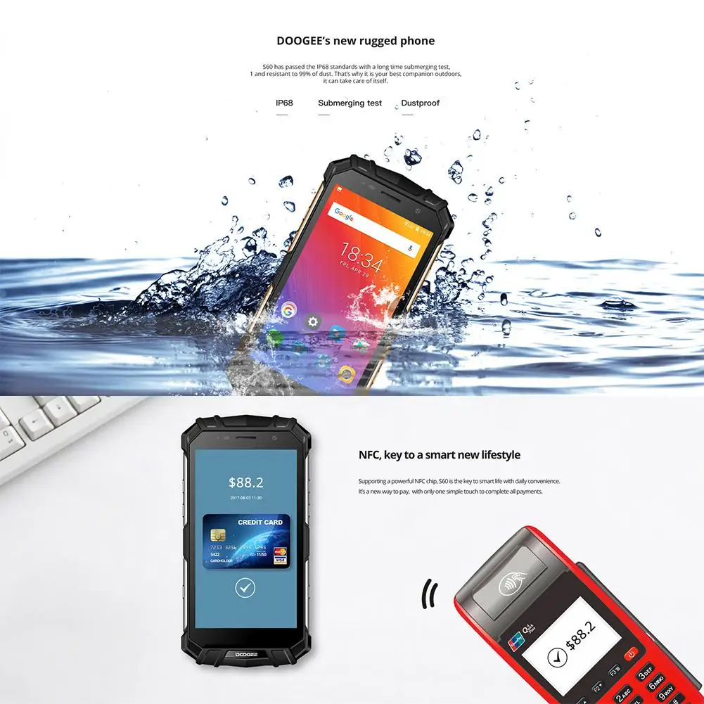 DOOGEE S60 Real IP68 Беспроводная зарядка 5580 мАч 12V2A Быстрая 5 2 ''FHD Helio P25 восьмиядерный