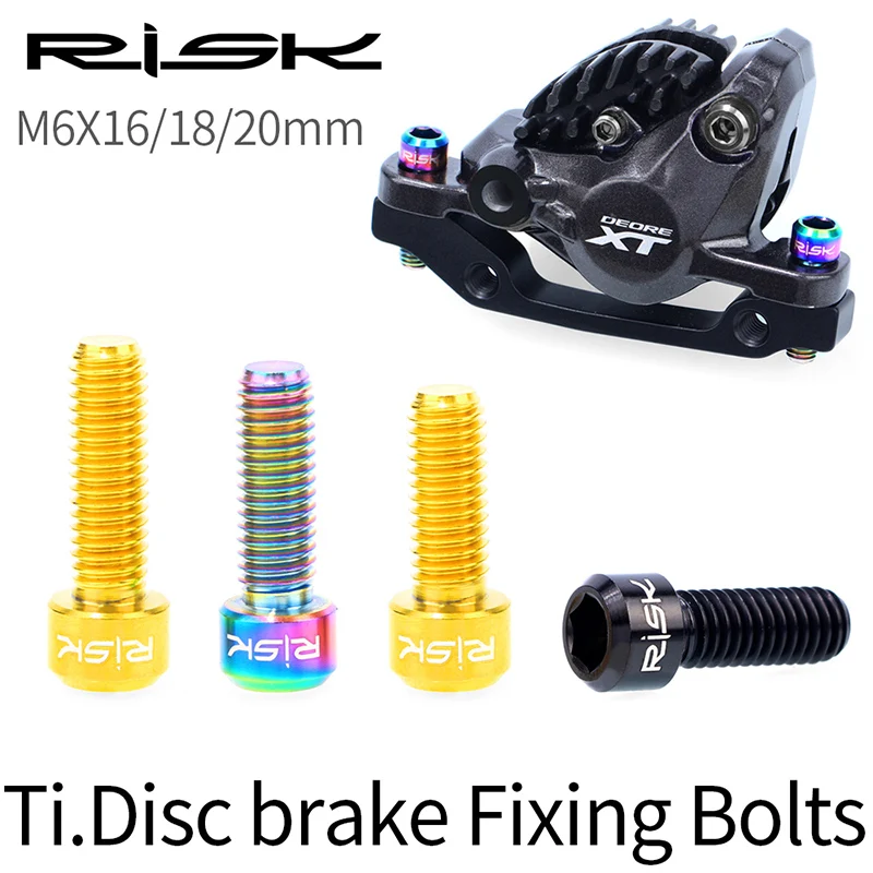 4Pcs RISK Bike Disc Brake Fixed Bolts M6x18//20mm Screws TC4 Titanium Brake Bolt