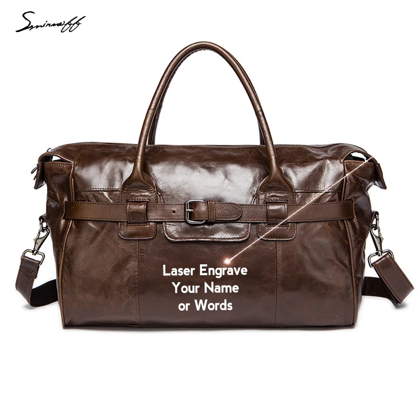 

Custom Logo Men Large Genuine Leather Bags for Trips Male Leather Luggage Handbag Crossbody Trevel Casual Tote Bag Man Gift