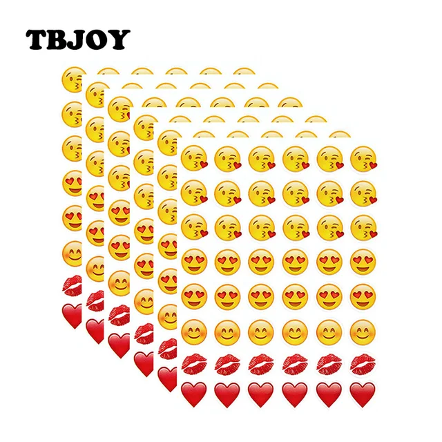 6 sheets kawaii emoji love kiss smile sticker for laptop notebook kawaii sticker sheets