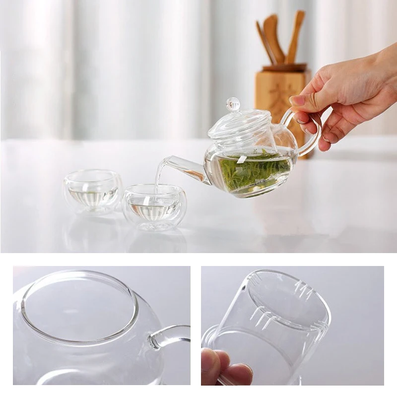 Прозрачный заварочный чайник из термостойкого стекла, заварочный чайник с китайским кофе, цветочным чайным листом, травяной горшок, 250 мл, прочный чайник, подарок
