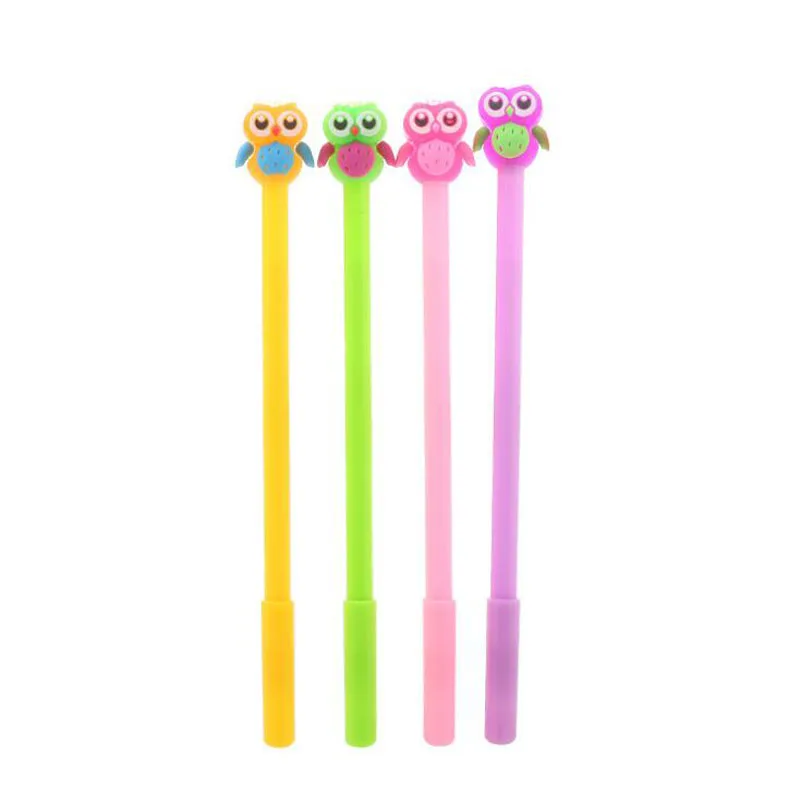 

2pc Cute Jelly Owl Gel Pen Office School Supplies Black Ink Signature Pen Kawaii Silicone Head Waterborne Pen Korean Stationery