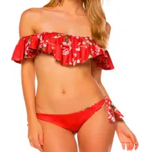 Свободный женский комфортный купальник из двух частей, пуш-ап бюстгальтер, пляжный раздельный сексуальный рукав в виде листа лотоса, без стальной поддержки, нейлон