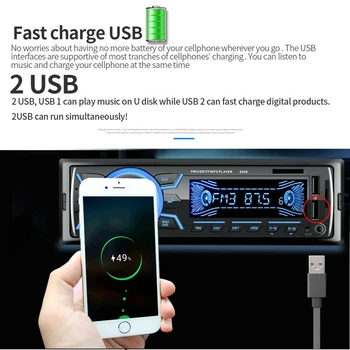 

Car Stereo Audio Bluetooth In-Dash Fm Aux Input Receiver Tf 2 Usb Mp3 Player