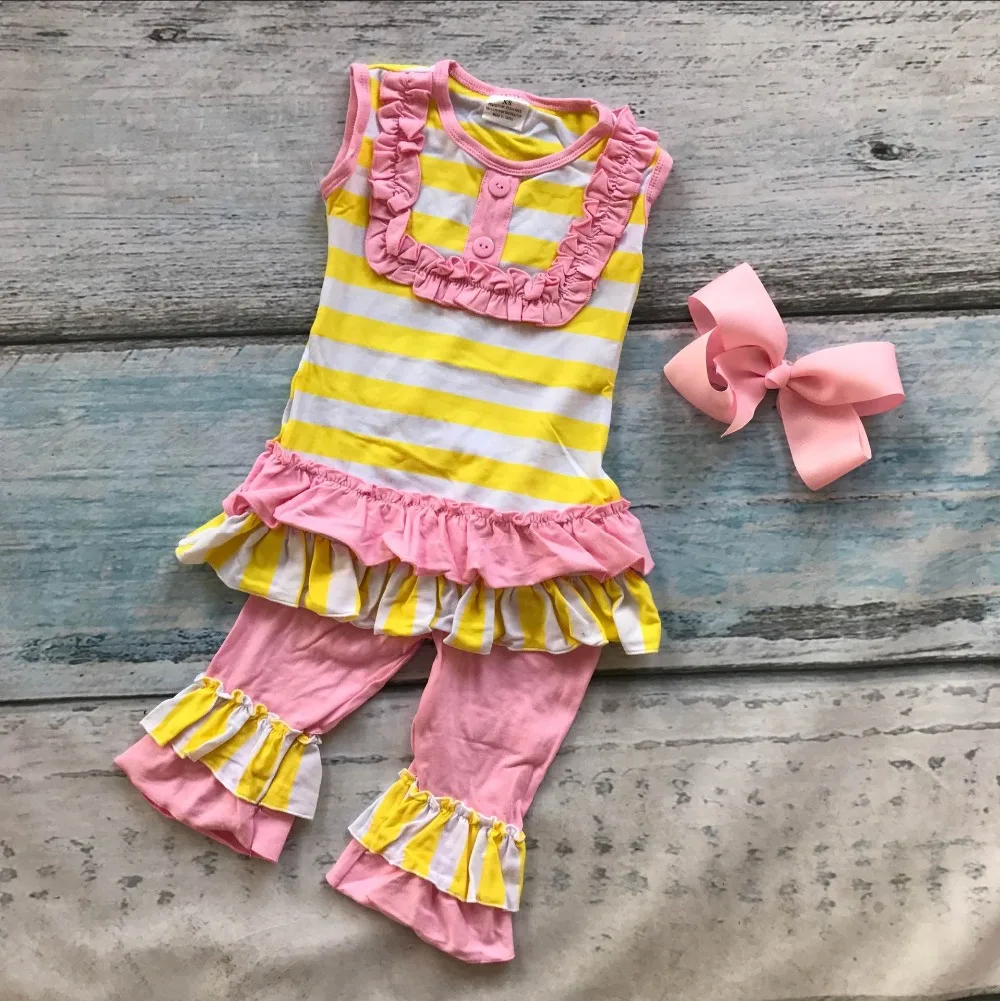 baby Girls Summer clothes baby girls boutique clothing stripe ruffle