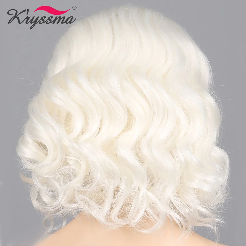 Белый парик короткий боб синтетический парик фронта шнурка волнистые парики для женщин средняя часть вечеринка в стиле Хэллоуин поддельные волосы термостойкие волокна