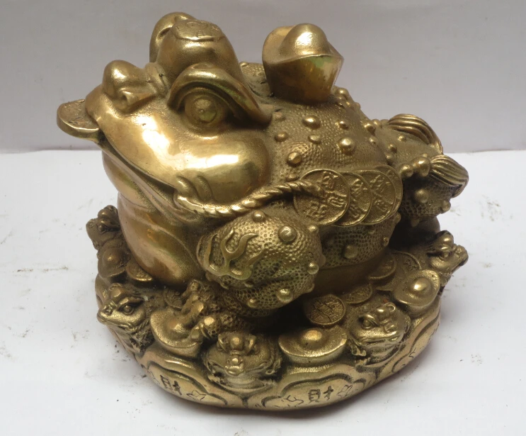 

Metal crafts Home Decoration Feng Shui Chinese brass Carved Lucky Frog Statue ,Gold Ingot Toad Scupture