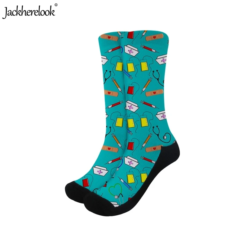

Jackherelook Cartoon Tooth Hospital Dentistry Printing Sports Socks Women Students Climbing High Knee Socks Suitable Outdoor