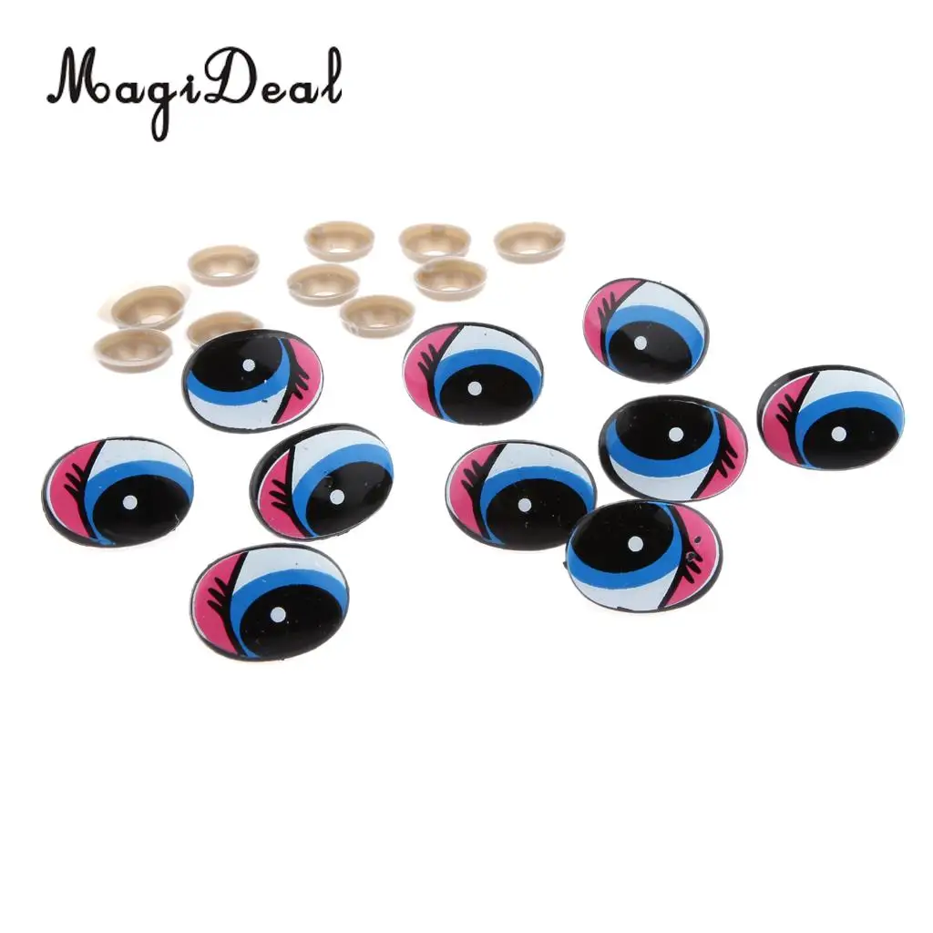 MagiDeal 5 Pairs Plastic Safety Eyes Cartoon Moving Eyes for Bear Doll Puppet Crafts Plush Animals Cats Frogs Dragons Fairies