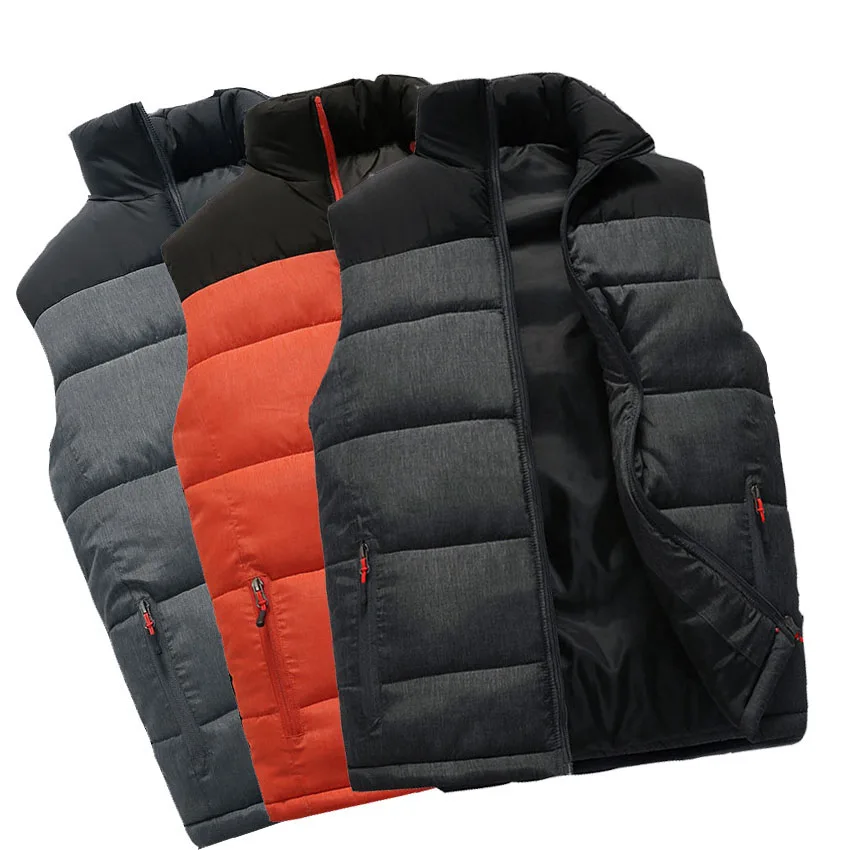 Goedkoop Herfst Winter Mannen Down Vest Mannen Warme Dikke Jassen Jas En Jassen Rits Meerdere Zakken Casual Vesten Heren Mouwloze jas
