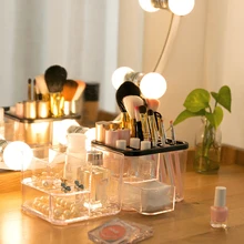 2018 جديد شفاف علبة مستحضرات التجميل مطاطا سيليكون غطاء شبكة تصميم سطح المكتب ماكياج المنظم أحمر الشفاه فرشاة صندوق تخزين-66964(China)